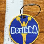 Girls Cheer bag tag round with name and size